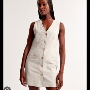 Mara Linen-Blend Vest Mini Dress, Abercrombie and Fitch, size small tall in grey